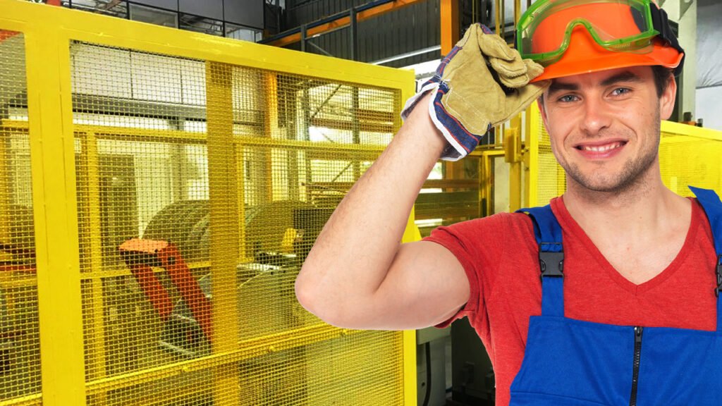 Operário seguro com máquina adequada nr12